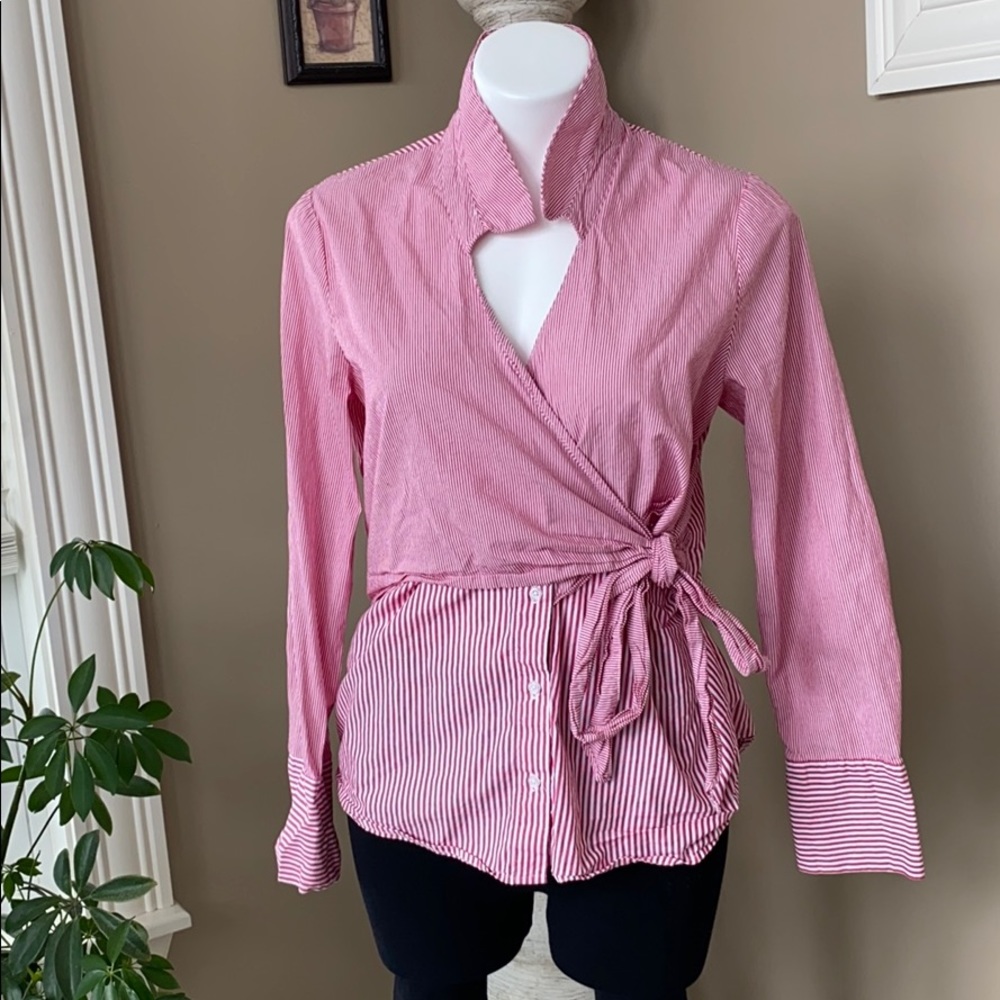 Pretty striped wrapped blouse